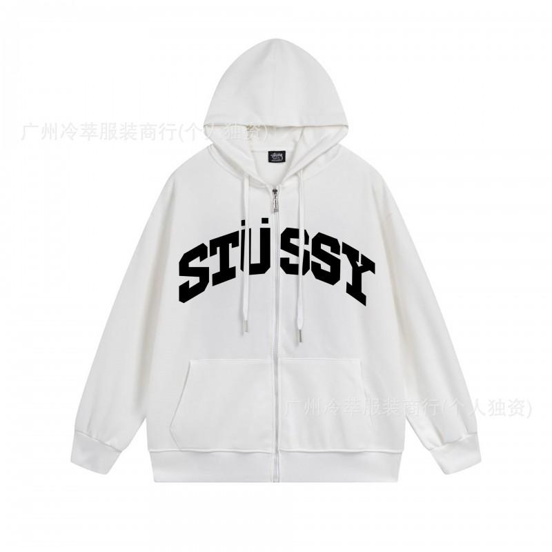 Unisex Hooded Zip-Up Fleece-Lined Sweatshirt With Letter Print Loose Fit Cotton Long Sleeve Men Women