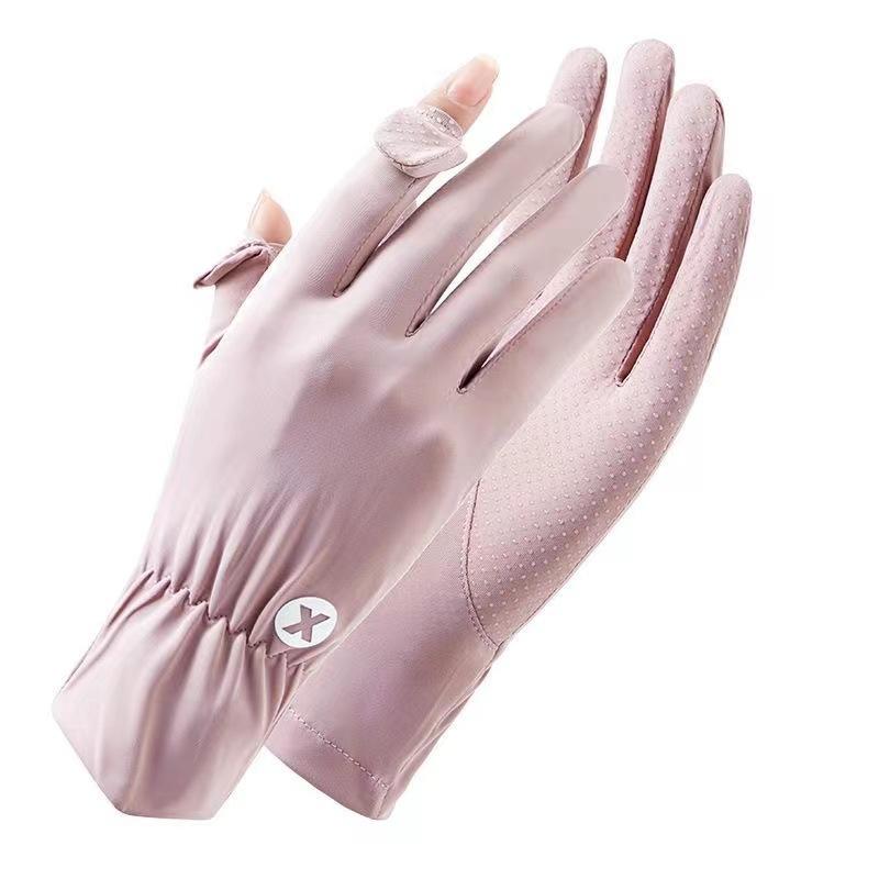 2-Finger Exposed Ice Silk Gloves, UV Protection Touchscreen Anti-Slip Breathable Cycling Sports Gloves