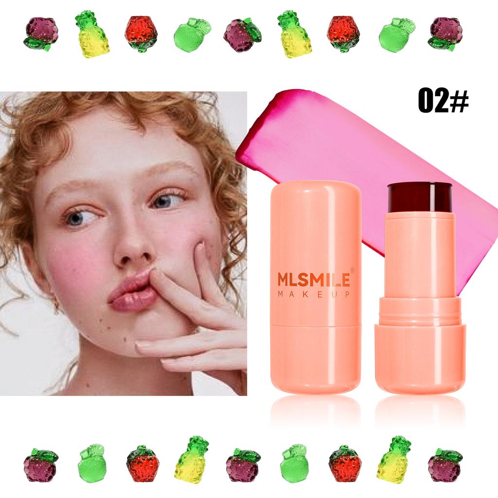 Jelly Blush Stick Long Lasting Natural Nude Makeup Blush Cream Lightweight Contouring Stick Waterproof Matte Eye& Cheek Multifunctional Blush Stick
