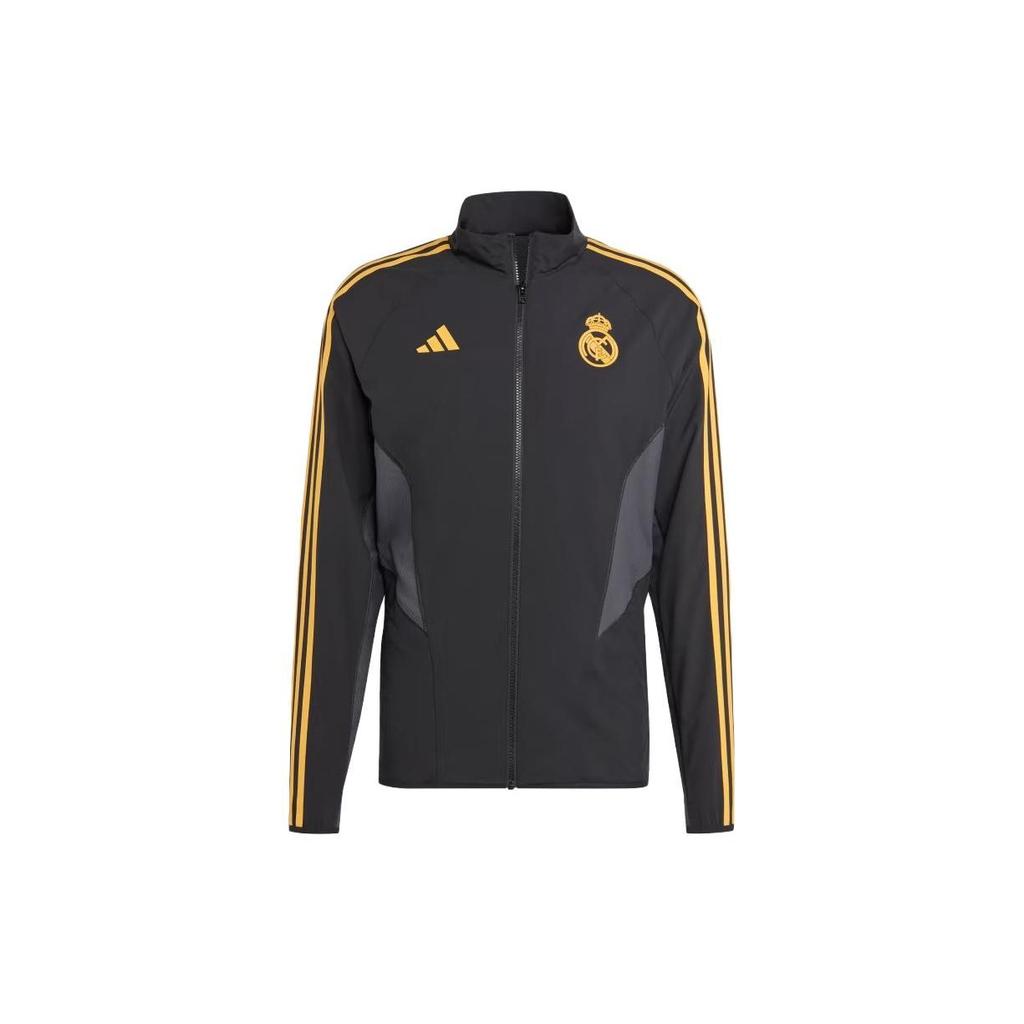 adidas Полосатая приталенная куртка на молнии, мужские куртки, черная HY0641