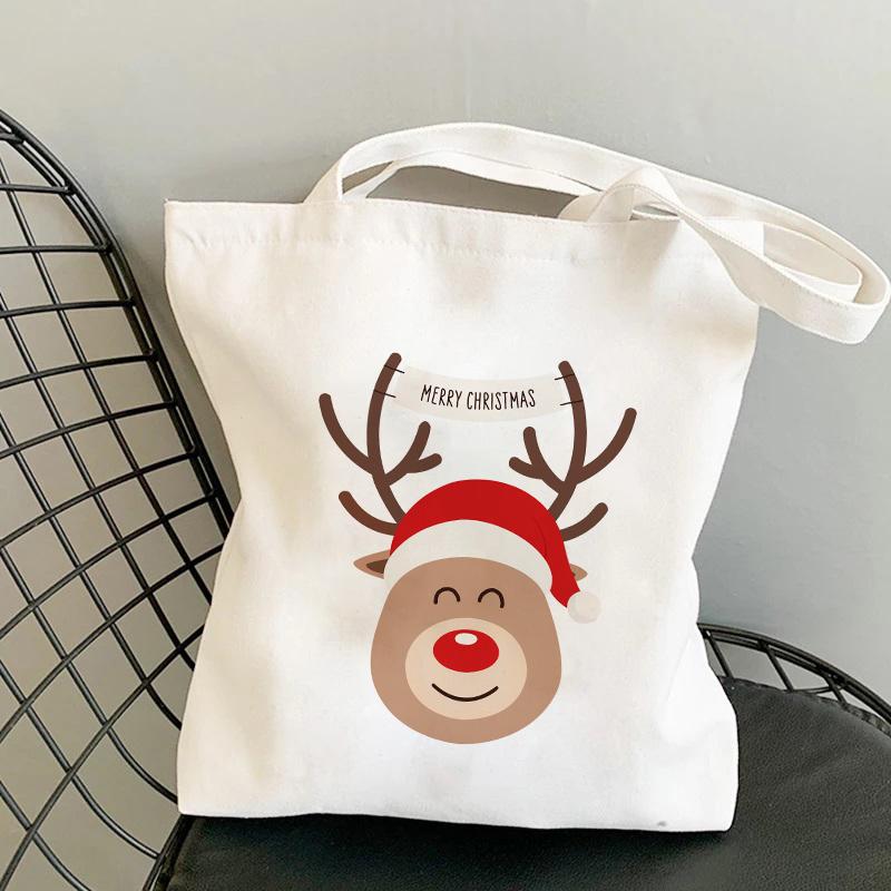 Christmas Gift Bag Shopper Bag Shopping Bag Vintage Canvas Bag Tote Bag Kawaii Shoulder Bag Handbag Cartoon Bolsa De Compras