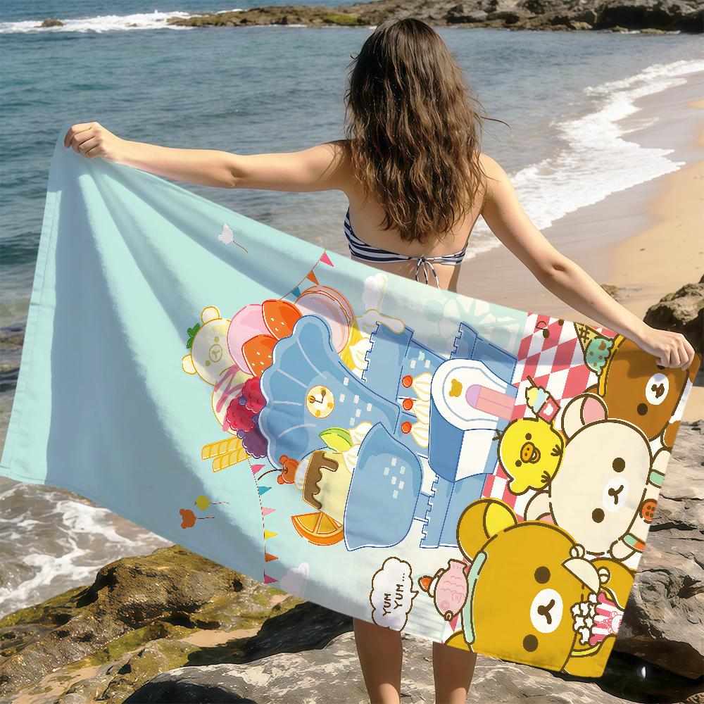 Милый мультяшный мишка R-Rilakkuma мягкое пляжное полотенце для сушки полотенце для путешествий купание летний отпуск купание бассейн лагерь подарок