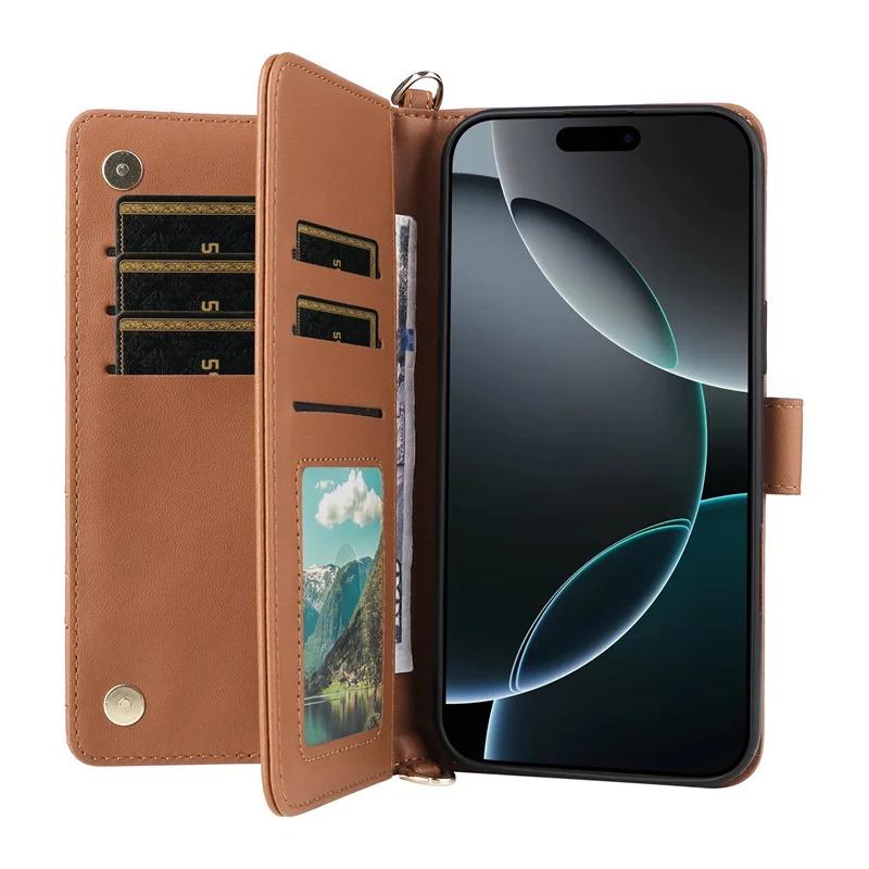 Для iPhone 16 Pro Max сумки через плечо магнитный кошелек с держателем для карт кожаный чехол для телефона для iPhone 16 Pro Max защитный чехол