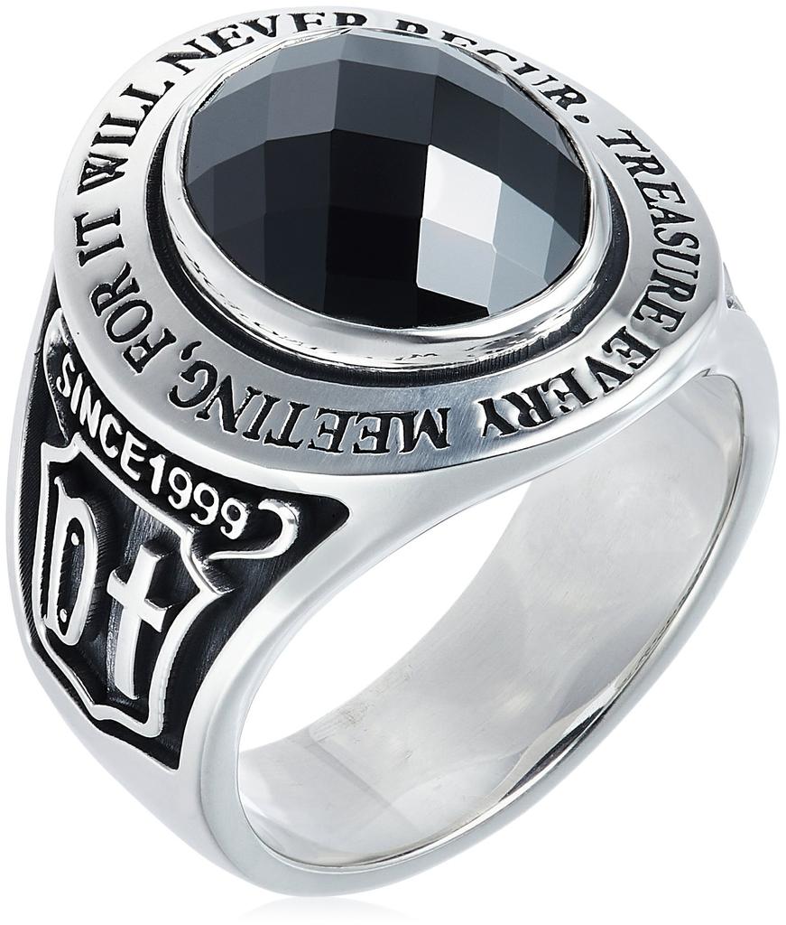 Monroe Message College 925 Sterling Black Cubic Japanese Size 16 Dr. Ring, Silver, Zirconia, FC-195-SV-BCZ-16,