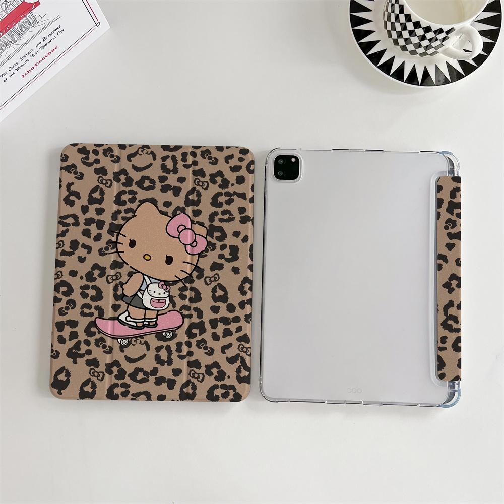 Милый Леопардовый Скейтборд Чехол для Планшета HelloKitty Подходит для A16 2024 11 2025 Air 5/4 10.9 iPad 10 9.7 10.2/10.5 Mini 6/5 с Pe
