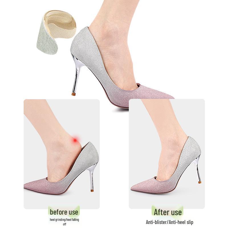 Silicone Suede Heel Stickers: Anti-Wear, Anti-Slip, Self-Adhesive Insole for Size Adjustment (Large to Small)