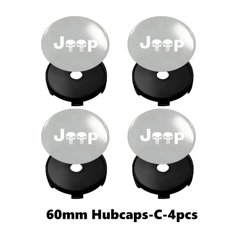 For Jeep 4pcs 56mm 60mm Car Wheel Center Caps Hubcap Cover Cherokee Wrangler JK Gladiator Compass Renegade Patriot AMO1