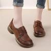 Женская обувь на плоской подошве Весна Осень Круглый носок На шнуровке Натуральная коровья кожа Мягкая подошва Комфорт Повседневные Одинарные туфли Женские