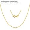 35-80cm 1mm Tiny 925 Sterling Silver W Gold Colour Beaded Curb Chain Choker Necklaces For Women Jewelry Kolye Collares Ketting