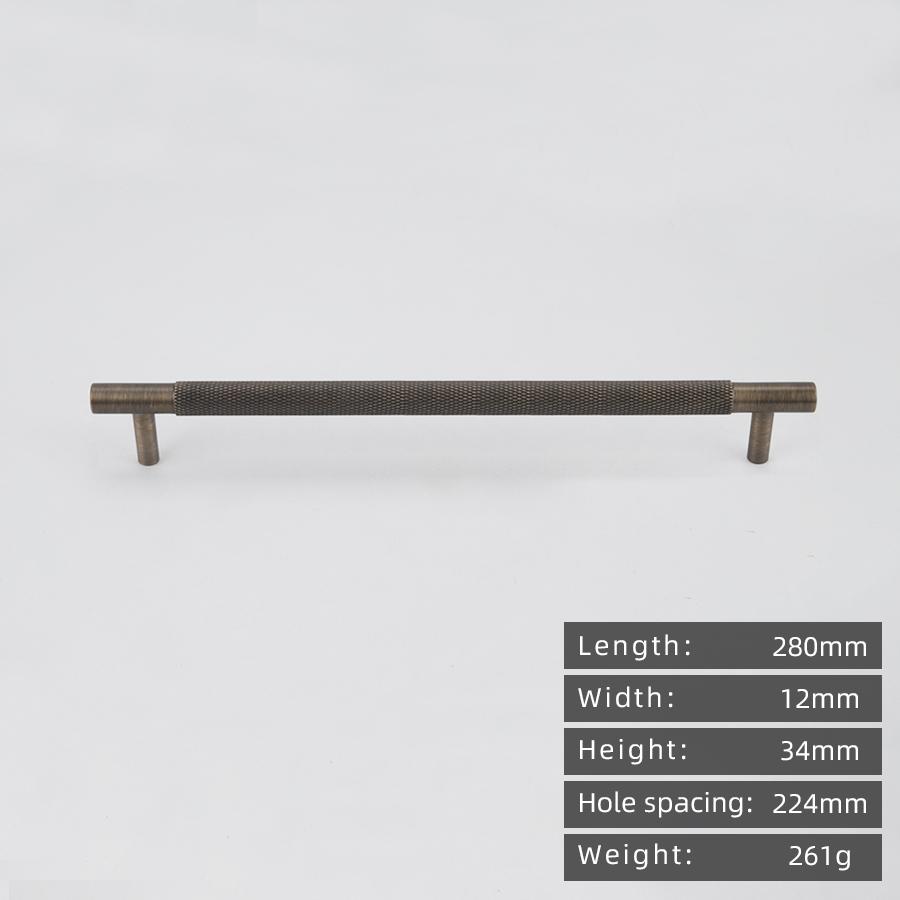 Solid Brass European Retro Knurling Pull Kitchen Cabinet Antique Brass T-Handle Drawer Copper Long Handle