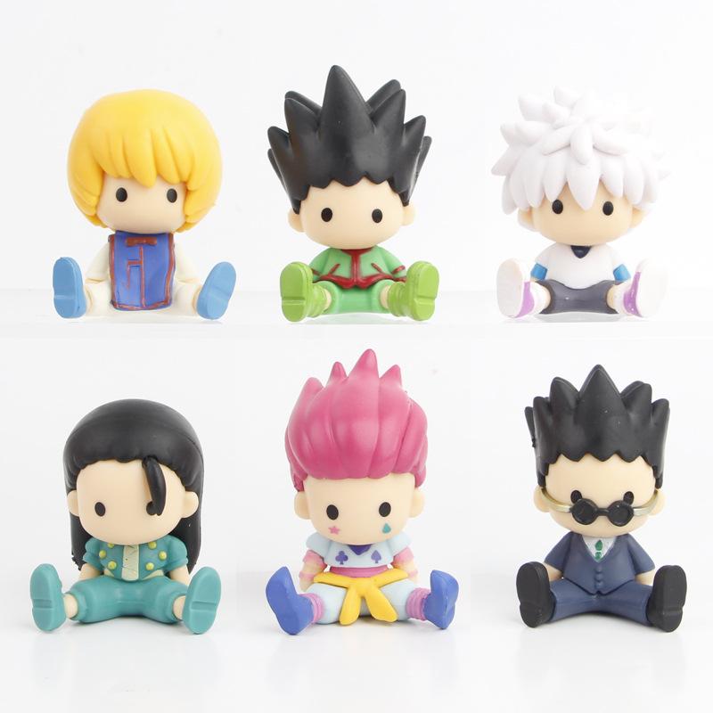 6 шт. 7 см HUNTER×HUNTER Аниме Мерч Killua Zoldyck GON·FREECSS Фигурки Действия Модель Кукла Украшение для Автомобиля Настольное Украшение Подарок Игрушка