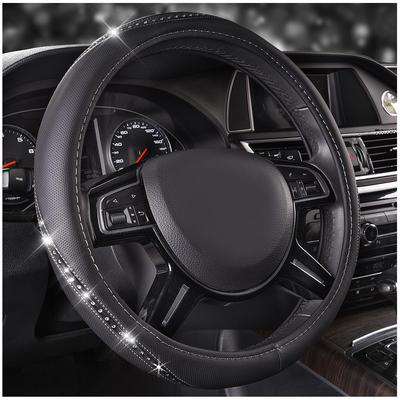 CAR PASS Pretty Rhinestone Leather Universal Rovel Wheel Fit for Design Cover, Car, SUV, Sedan, Truck, Anti-Slip (Серебряный)
