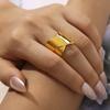 Gold Wide Edition Niche Design Glossy Wrapped Ring Titanium Steel Gold Plated Convex Personality Ring