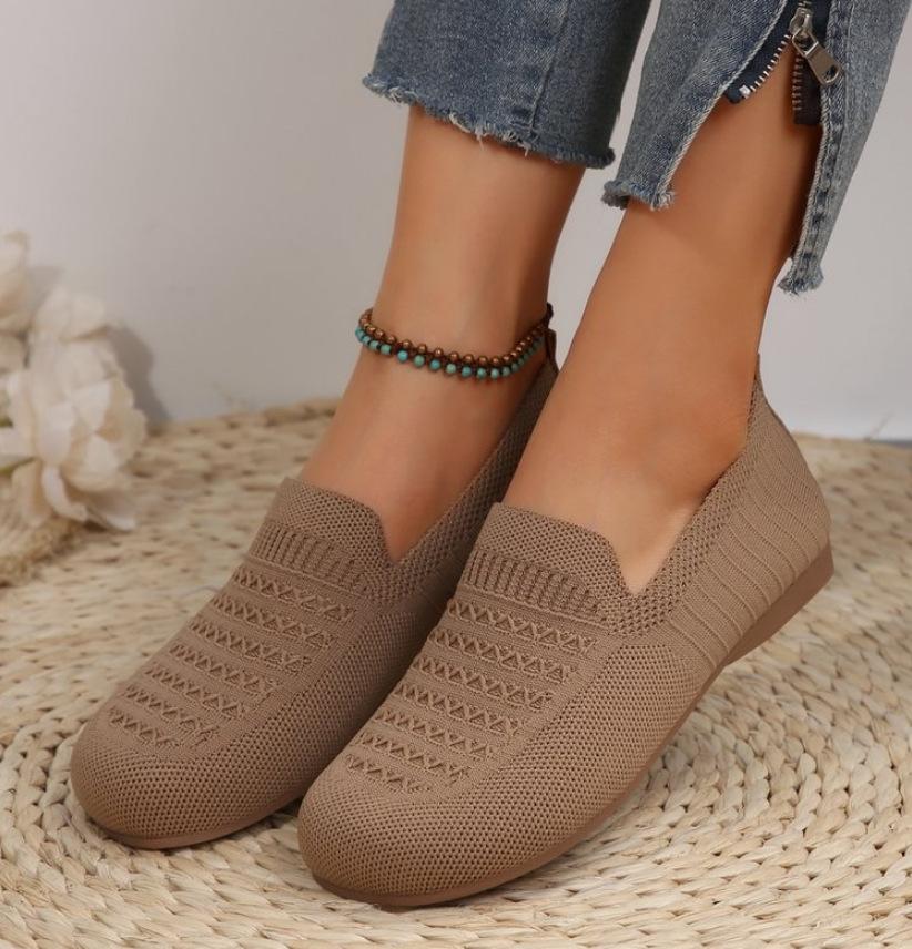 Женские туфли на плоской подошве с острым носком, однотонные вязаные туфли без шнуровки, повседневные дышащие балетки на плоской подошве, женские туфли на плоской подошве, женские лоферы