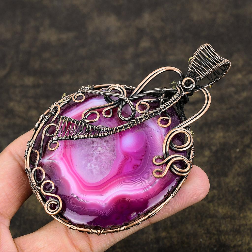 Подвеска из медной проволоки из натурального солнечного кварца ручной работы 3,94 D5j05