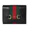 Horsebit Web Mesh Stripe Gold Hardware Leather Wallet Small Unisex Wallet Black 867131-AAGF7-1053