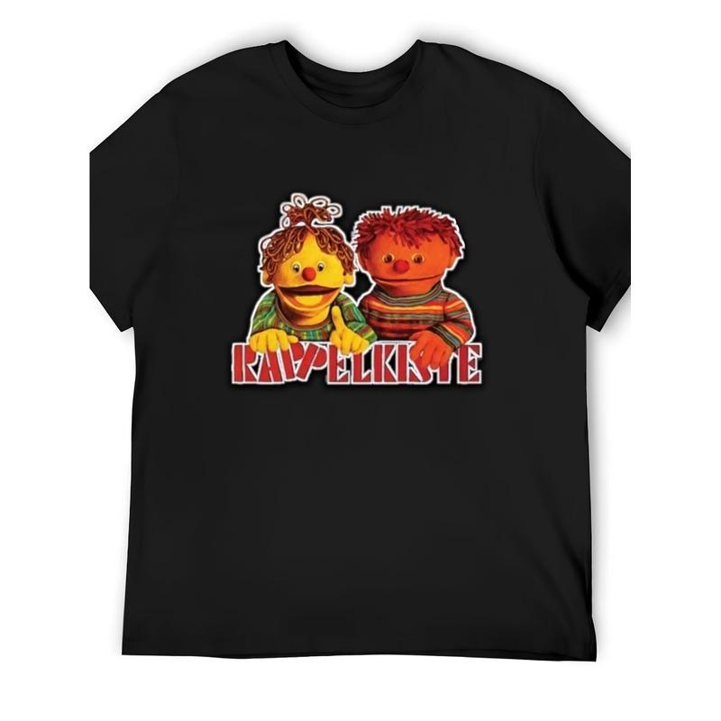 Ratz & Rube Men'S Graphic T-Shirt - Soft Black Tee with Red Ratz & Rube Characters & Logo Print, Regular Fit Crew Neck Short Sleeve Shirt for Casual