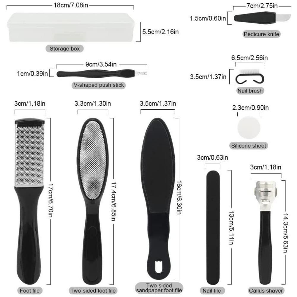 10 шт., профессиональный набор инструментов для педикюра, набор для ухода за ногами, рашпиль для ног из нержавеющей стали, средство для удаления омертвевшей кожи, мозолей, чистый уход за ногами