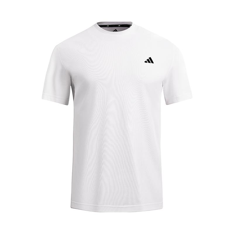 adidas Классическая быстросохнущая футболка с тремя полосками Легкий дышащий фитнес-топ Круглый вырез Короткий рукав Мужские топы Белый KC3740
