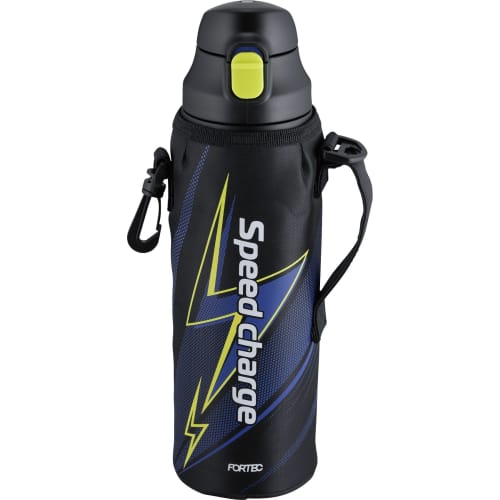 Wahei Freiz RH-1281 2-Way Vacuum Insulated Water Bottle, 1 Liter, Thunder Design, with Direct Drinking Cup, Keeps Water Hot or Cold, Suitable for Elem