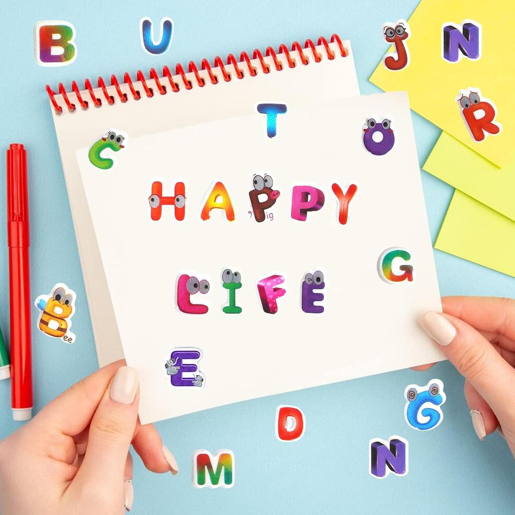 10 Листов Наклеек для Детей 3D Объемные Оптом Мультяшные Английский Алфавит Буквы Цифры Наклейки Образовательные Игрушки для Девочки Мальчика GYH