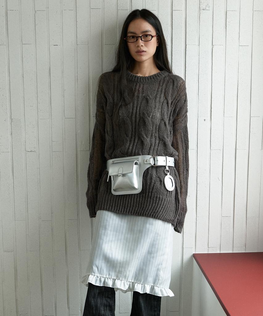 MA JOURNEE Sheer Round Over Knit_Brown