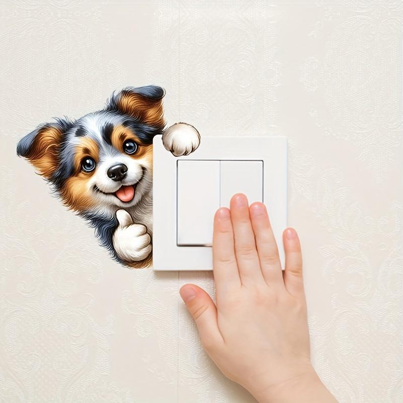 Adorable Dog Pattern Stickers for Ceramic Surfaces Self-Adhesive Decorative Lightly Glossy Animal Themed Toilet Seat Cover Art with Unique Design