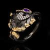 Hot Selling European and American Popular Rings for Women Black Gold and Purple Zircon Engagement Rings Retro Micro-set Accessories