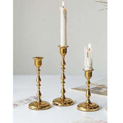 Винтажные латунные подсвечники, набор из 3 штук, квадратное основание, подставка для конусных свечей, домашний настольный декор, украшение для свадебной вечеринки