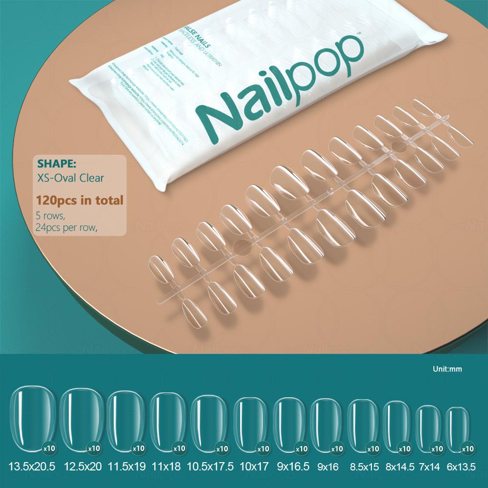 Nailpop прозрачные накладные акриловые накладные ногти, пресс для ногтей, гроб, бесследные и ультратонкие аксессуары для накладных ногтей, инструменты, 120 шт.