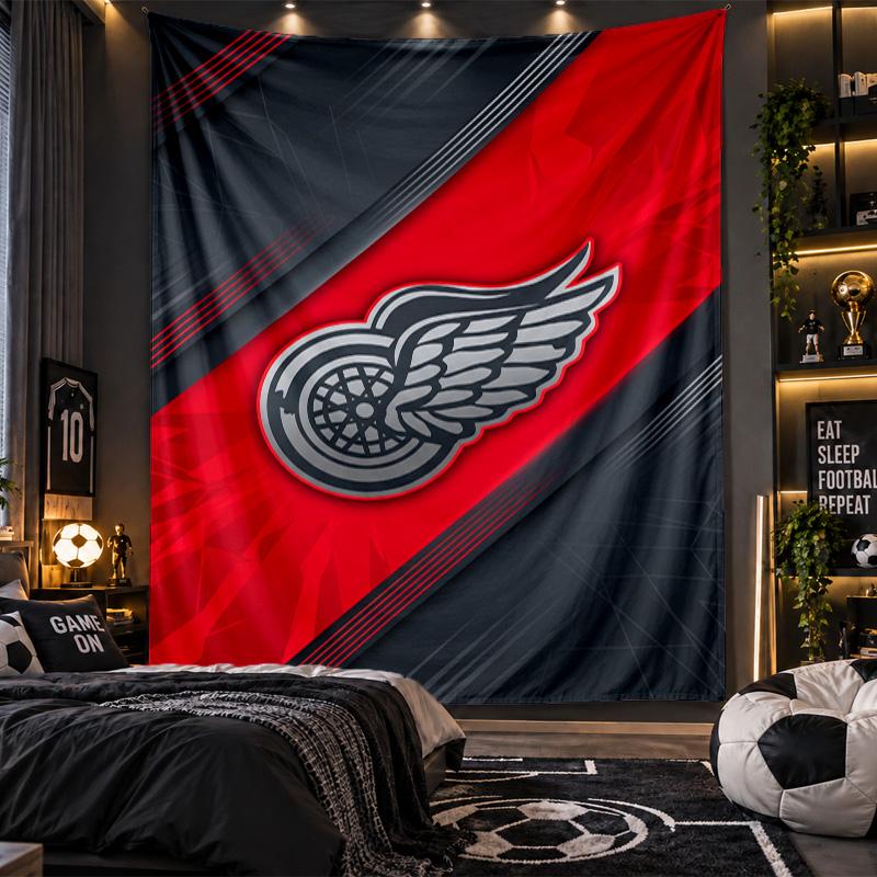 Wall Hanging Tapestry Detroit Red Wings Print Cloth for Living Room Bedroom Home Decor