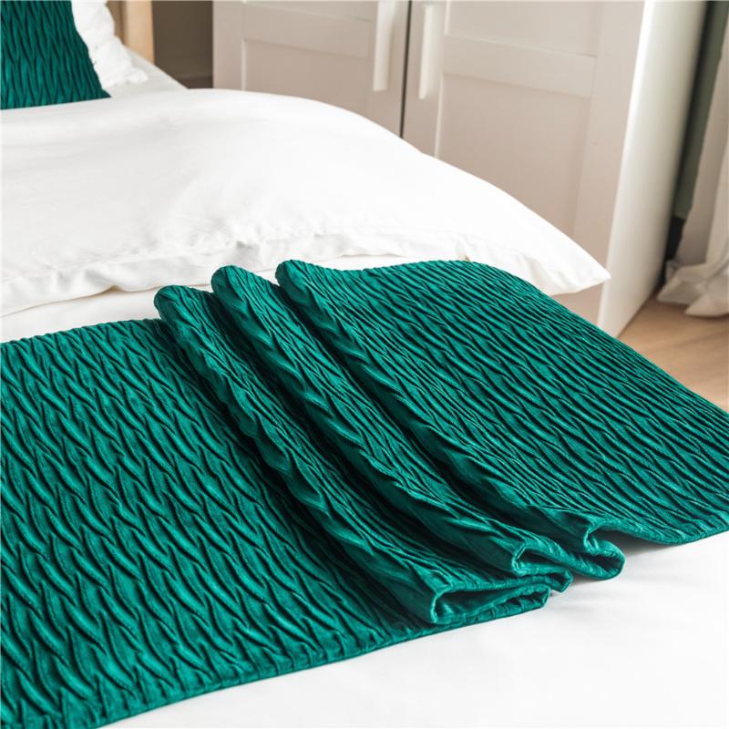 Складчатая бархатная дорожка с волнистым узором для дома, отеля, кровати, полотенце, дорожка для стола, обеденная, свадебная вечеринка, декор, хвостик кровати, полотенце, флаг для кровати