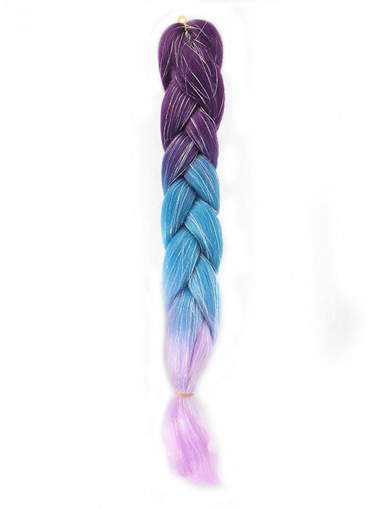 24-дюймовые синтетические волосы для плетения, микс, мишура, блестки, фиолетовые, светло-фиолетовые, синтетические волосы для наращивания, большие косички, 1 шт.
