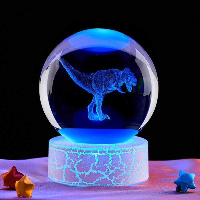 Красочный 3D Кристальный шар-ночник с динозавром - Креативный подарок на день рождения и настольное украшение
