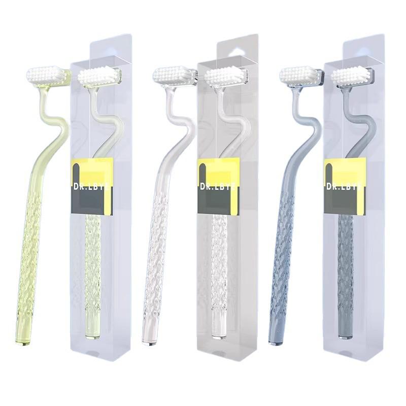 S-Shaped Toothbrush with Soft Bristles – Family Pack for Adults; Effective On Gums and Tongue, Ideal for Interdental Cleaning