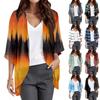 Ladies Fashion Loose Casual Print Beach Holiday   Sleeve Chiffon Cardigan