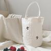 Baby Bottle Storage Bag Pure Cotton Bucket Shape Cute Embroidery Diaper Caddy Organizer for