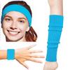 1 Set Sport Knee Braces Headband Wristband Elastic Anti-slip Leg Warmers Retro 80s Party Dance Accessories Halloween Cosplay Prop