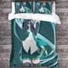 Japanese manga Hatsune Miku Bedding Set for Adult Kids Adult,Miku Duvet Cover Set with Pillowcases 50x75cm Multiple sizes