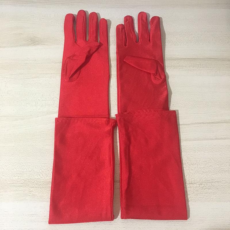 Перчатки на локтях, черные, белые, красные длинные атласные эластичные перчатки для женщин, аксессуары для девочек, длина 54 см