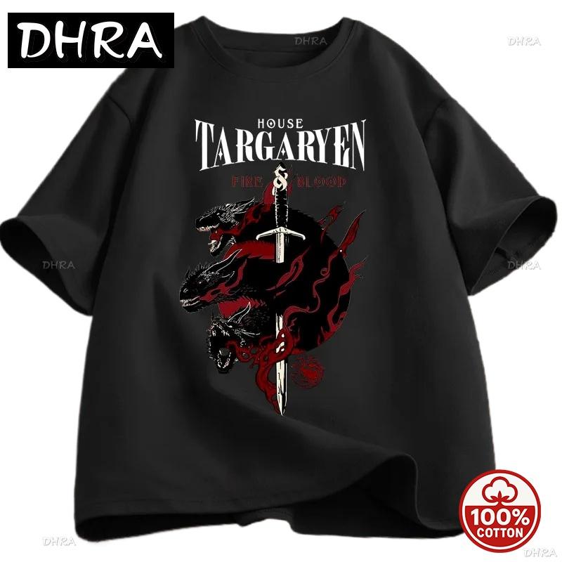 House Targaryen TShirt Fire and Blood TShirt GOT Men Tshirt Soft Cotton Fashion Short Sleeve Casual Printed Tee Shirt Streetwear