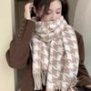 New Houndstooth Scarf for Men and Women In Winter Sweet and Cute Korean Version Versatile Student Shawl Warm Scarf