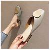 Designer Women Slippers Slip On Mules Flat Heel Casual Shoes British Buckle Slides Wooden Block Heels Summer Footwear