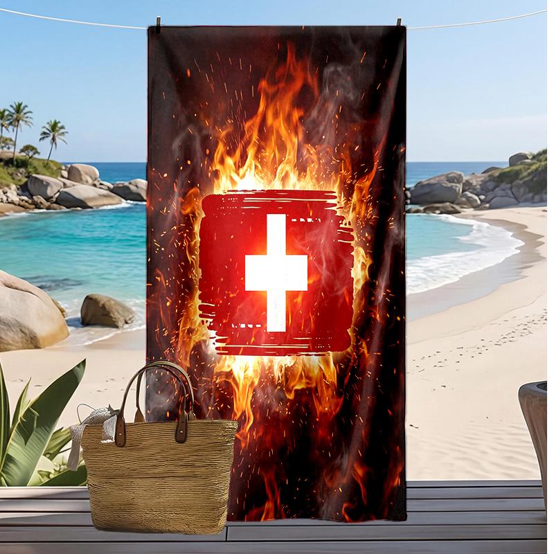 Switzerland football Print Beach Towel Quick Dry Super Absorbent Soft Bath Towel for Swimming Beach Travel Fan Souvenir Gift