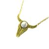 [Q1510] - Handmade 'Boho' Necklace (bison Skull) White Gold - 15x15 Mm