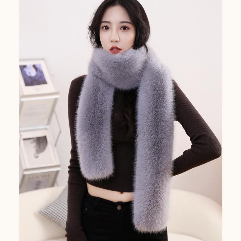 Winter Versatile Imitation Fox Hair Scarve Imitation Fur Long Scarve Fashion High-Class Sense Of Women's Scarve Padded Thickened Warm Scarve