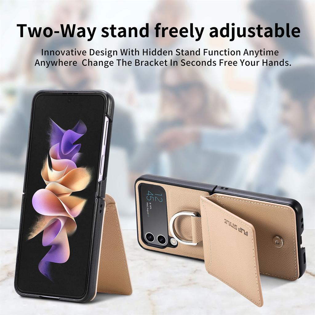 For Samsung Z Flip 4 Zflip4 Anti -Dust Portable Ring Holder Leather Bag Case For Samsung Galaxy Z Flip 4 Flip4 5g Phone Covers