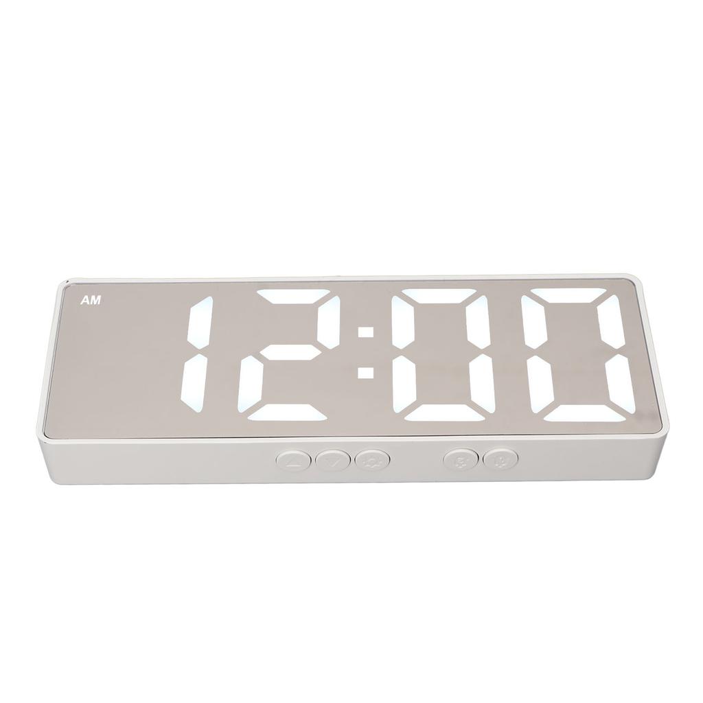 Digital Alarm Clock Temperature Display LED Mirror Electronic Clocks for Home Bedroom Decoration White
