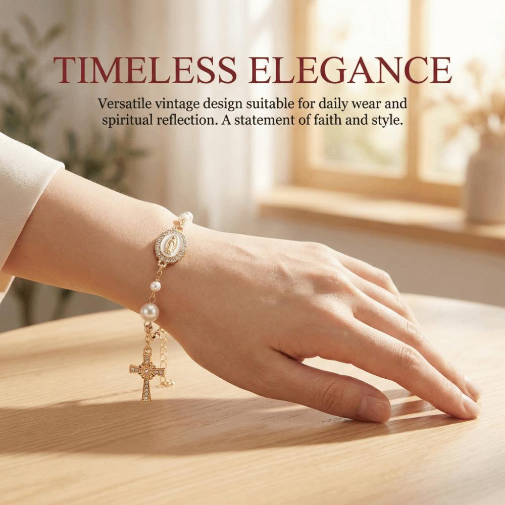 Adjustable Women's Hand Bracelet Bangle Prayer Bracelet Cross Pendant Bracelet Hand Accessory