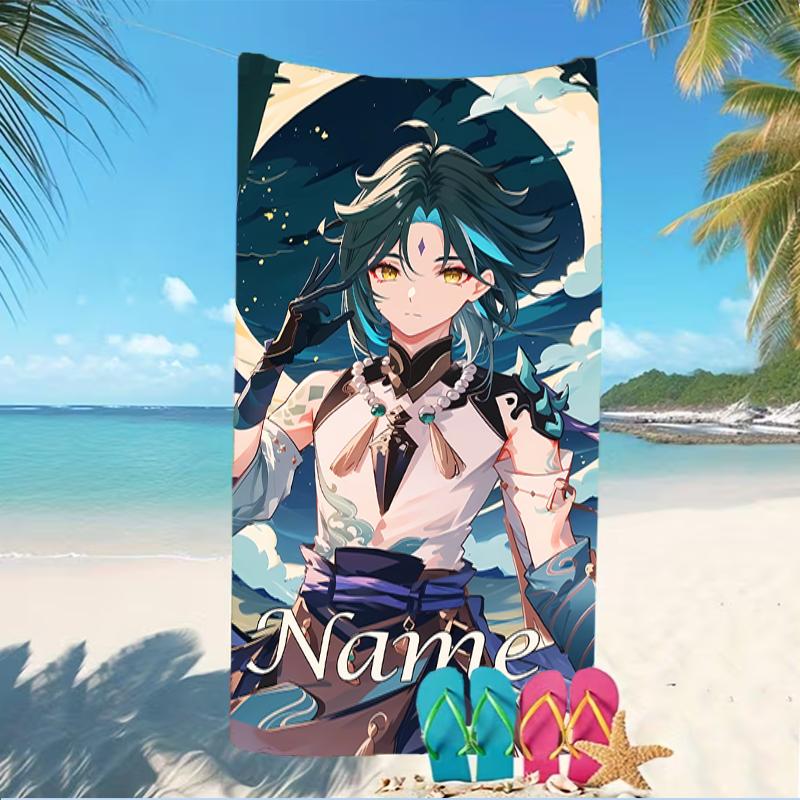 Customizable personalized beach towels Genshin Impact characters themed designs.Suitable for the beach, yoga, sports;ideal as beach accessories